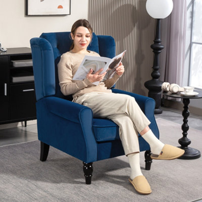 Homcom Accent Armchair Home Furniture Retro Tufted Club Fabric Blue
