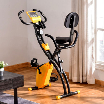 Homcom Yellow 2-In-1 Folding Exercise Bike With 8-Level Magnetic Resistance