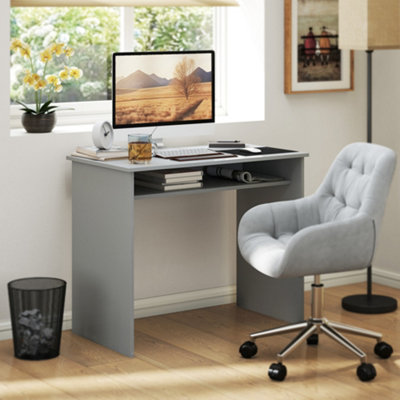 Homcom Computer Desk Writing Table Study Workstation Storage Grey