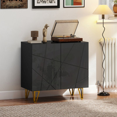 Homcom Unisex Black Storage Cabinet, Sideboard With Adjustable Shelf In Large - Image 11