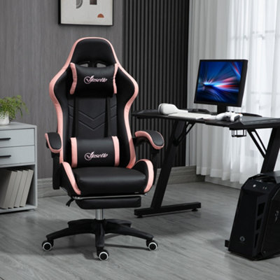 B&Q -  Racing Style Gaming Chair With Reclining Function FootrestBlack