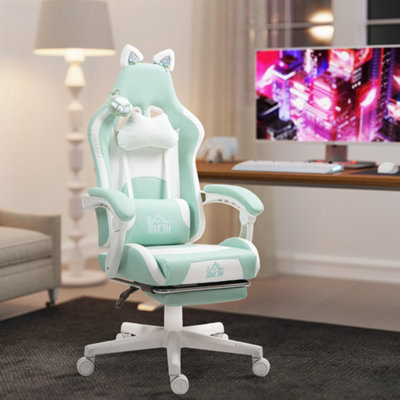 Homcom Gaming Chair With FootrestReclining Computer ChairLight Blue from B&Q