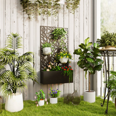 B&Q -  Metal Raised Garden Bed With TrellisOutdoor Elevated Planter Box