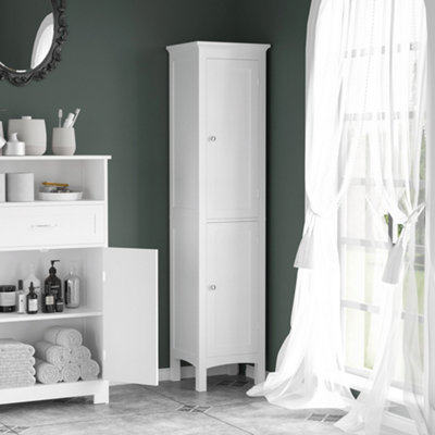 Kleankin Unisex White Tall Bathroom Cabinet With Adjustable Shelves, Double Door, - Image 4