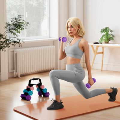 B&Q -  Dumbbells Set With Storage Rack2 X 1Kg2 X 2Kg2 X 3KgPink
