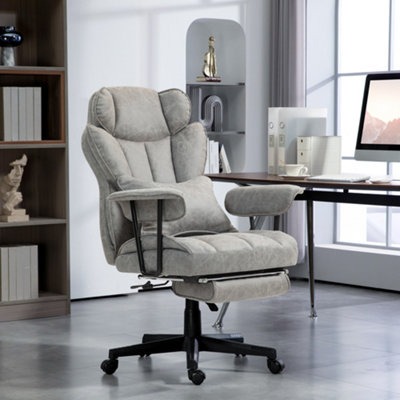 Homcom Grey Massage Office Chair, Heated Reclining Desk Chair,