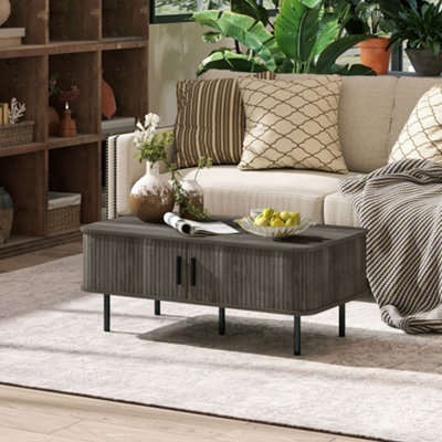 HOMCOM Coffee Table - Grey - MDF, Particle Board, Steel - Image 7