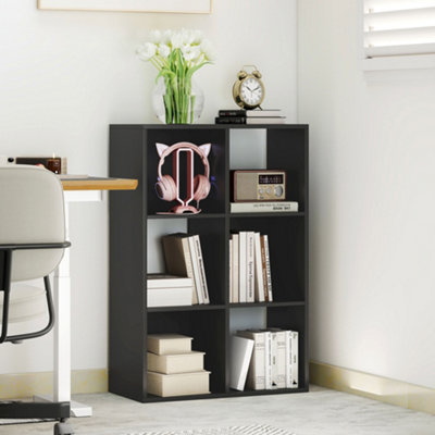 Rackhams Black 6-Cube Bookshelf, Display Shelving Unit For Home Office, - Image 9