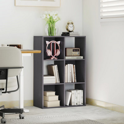 Rackhams Black/Grey 6-Cube Bookshelf, Display Shelving Unit For Home Office, - Image 9