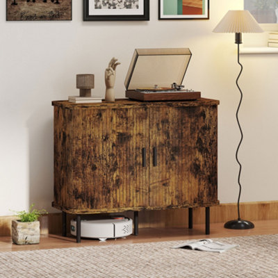 B&Q -  Sideboard Storage Cabinet With Sliding Doors Rustic Brown