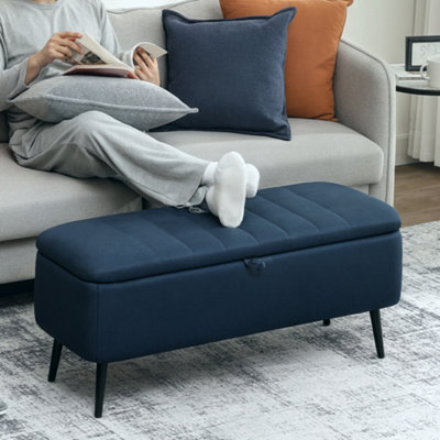 HOMCOM - Storage Ottoman Bench - 102cm - Blue - Image 10