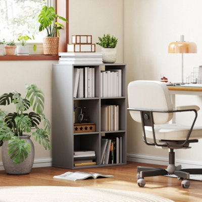 HOMCOM 6-Cube Bookshelf Display Shelving Unit Light Grey - Image 9