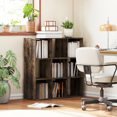 Homcom 9 Cube Storage Unit Cabinet Bookcase Display Shelves, Rustic Brown