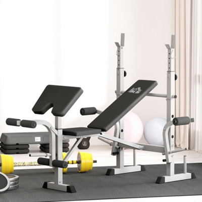 B&Q -  Adjustable Weight Bench With Squat RackLeg DeveloperGrey