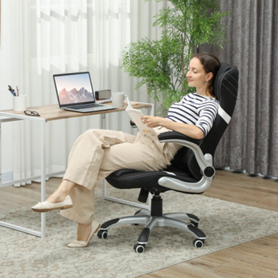 Vinsetto Black Fabric Office Desk Chair W/ Adjustable Height Tilt Function