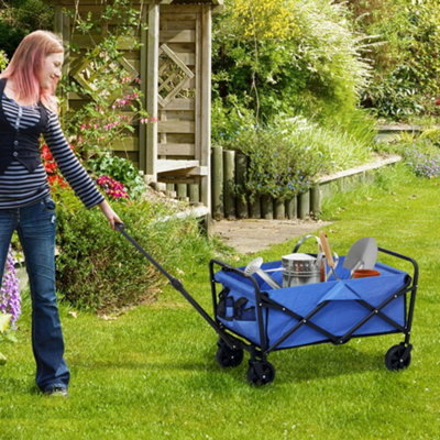 Outsunny 62L Festival Trolley, 120Kg Heavy Duty Folding Trolley Cart, Blue