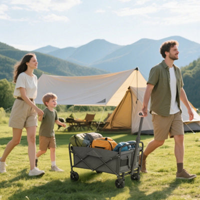 Outsunny 62L Festival Trolley, 120Kg Heavy Duty Folding Trolley Cart, Grey