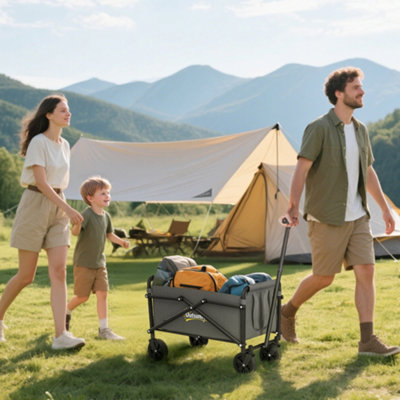 Outsunny 41L Festival Trolley, 60Kg Heavy Duty Folding Trolley Cart, Grey