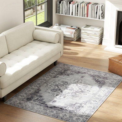 B&Q -  Flannel Non-Slip Washable Rug For Living Room170 X 120 CmGrey