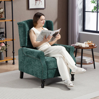 Homcom Manual Reclining Armchair Recliner With Footrest Dark Green from B&Q