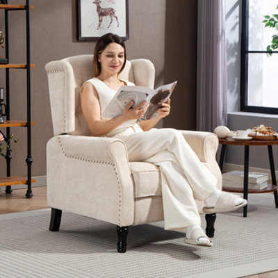 Homcom Manual Reclining Armchair Recliner With Footrest Beige from B&Q