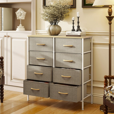 Homcom 8 Drawer Fabric Chest Of Drawers W/ Wooden Top For Hallway Maple from B&Q