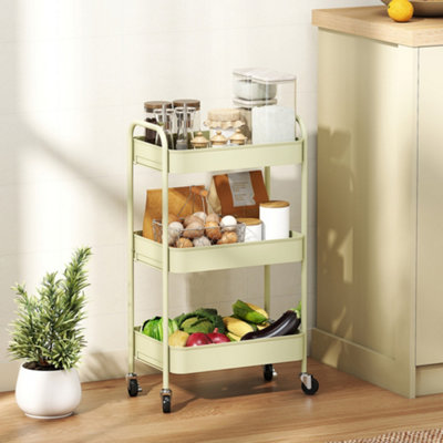 Homcom 3 Tier Rolling Utility Cart With 3 Mesh BasketGreen from B&Q