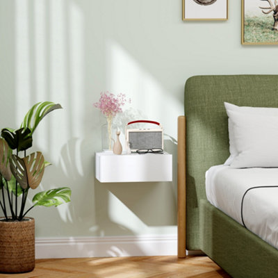B&Q -  Floating Bedside TableWall-Mounted Side Table For BedroomWhite