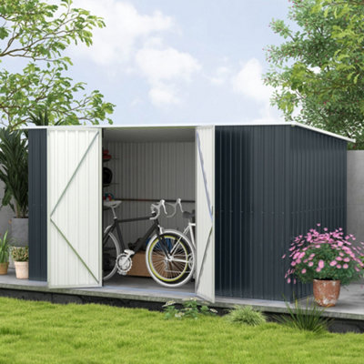 Outsunny 11 X 5.6Ft Galvanised Metal Garden Shed With Lockable DoorsGrey from B&Q