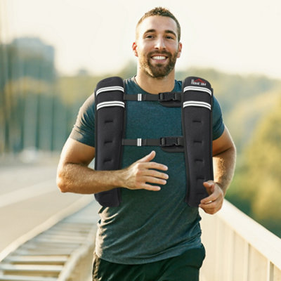 HOMCOM 10KG Weighted Vest with Adjustable Straps, Pocket, Reflective Strips in Black - Image 6