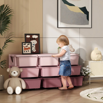 Homcom Kids Storage Units With Drawers 3 Tier Chest Dresser Tower Pink from B&Q