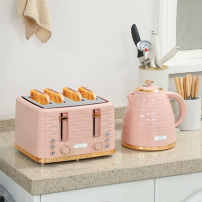 B&Q -  Kettle And Toaster Set 1.7L Kettle & 4 Slice ToasterLight Pink