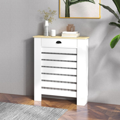 Homcom Radiator Cover With DrawerHorizontal Slat78CmWhite from B&Q