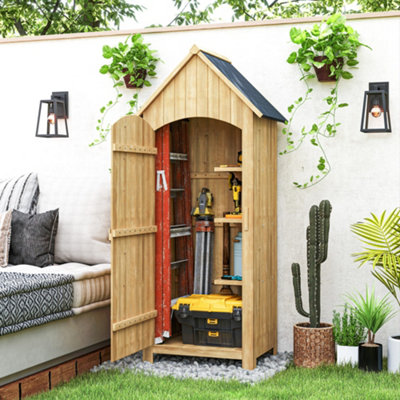 Outsunny Wooden Small Garden Shed With 3 Shelves And Tilt Roof - Image 11