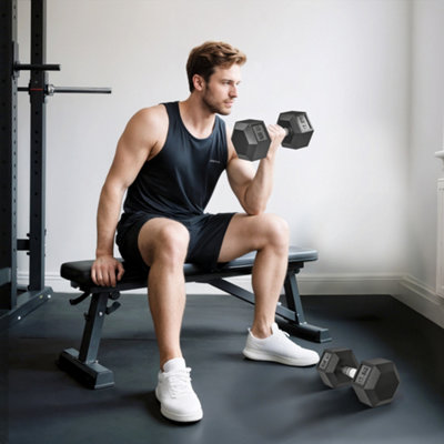 Homcom 2X17.5kg Rubber Hex Dumbbell Portable Hand Weights Home Gym - Image 10