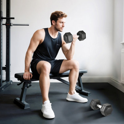 B&Q -  2X12.5Kg Rubber Hex Dumbbell Portable Hand Weights For Home Gym