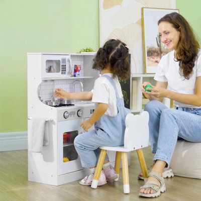 Aiyaplay Play KitchenPretend Toy Kitchen With Toy PhoneChalkboardWhite from B&Q