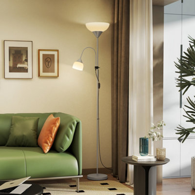 Homcom Mother-Child Floor Lamp Duo With 3 Colour Temperatures, Light/Silver