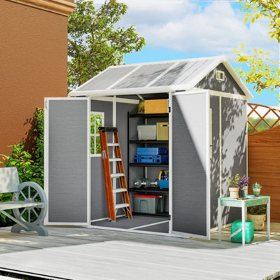 George Grey Outsunny 6X6 Plastic Shed With Window Vents - Image 9