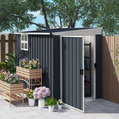Outsunny 7.6 X 4Ft Outdoor Garden Storage Shed With WindowDark Grey from B&Q