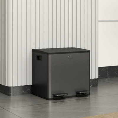 Homcom Unisex Black 2 X 15L Dual Kitchen Bin Pedal Bin For Recycling & Waste, | : Small - Image 11
