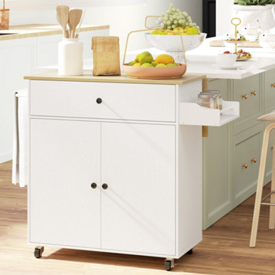 B&Q -  Kitchen Island With Drop LeafRolling Kitchen Storage TrolleyWhite