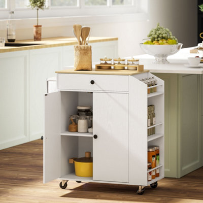 B&Q -  Kitchen Island With 3-Tier Spice RackKitchen Cart With Towel Rack
