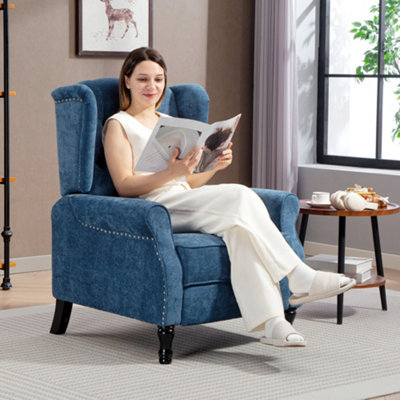 Homcom Manual Reclining Armchair Recliner With Footrest Royal Blue from B&Q