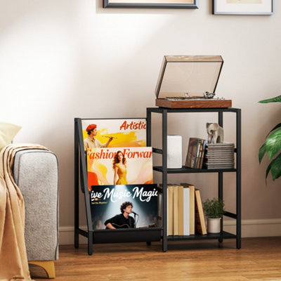 Homcom Record Player Stand3-Tier Side Table With Vinyl Record Storage from B&Q