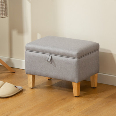 B&Q -  Linen Storage Ottoman Storage Box With Rubberwood LegsLight Grey - Image 11