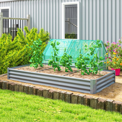 Outsunny Galvanised Raised Garden Bed240X120X30Cm Raised BedSilver from B&Q
