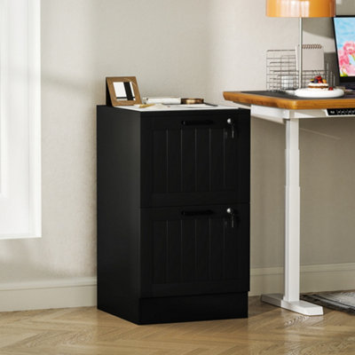 B&Q -  2 Drawer File Cabinet With Lock And Adjustable Hanging BarsBlack