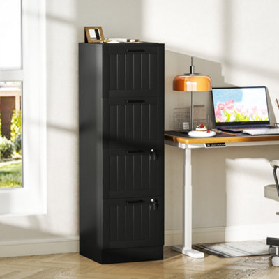 B&Q -  4 Drawer File Cabinet With Lock And Adjustable Hanging BarsBlack