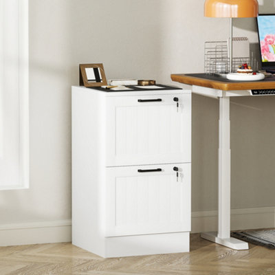 B&Q -  2 Drawer File Cabinet With Lock And Adjustable Hanging BarsWhite